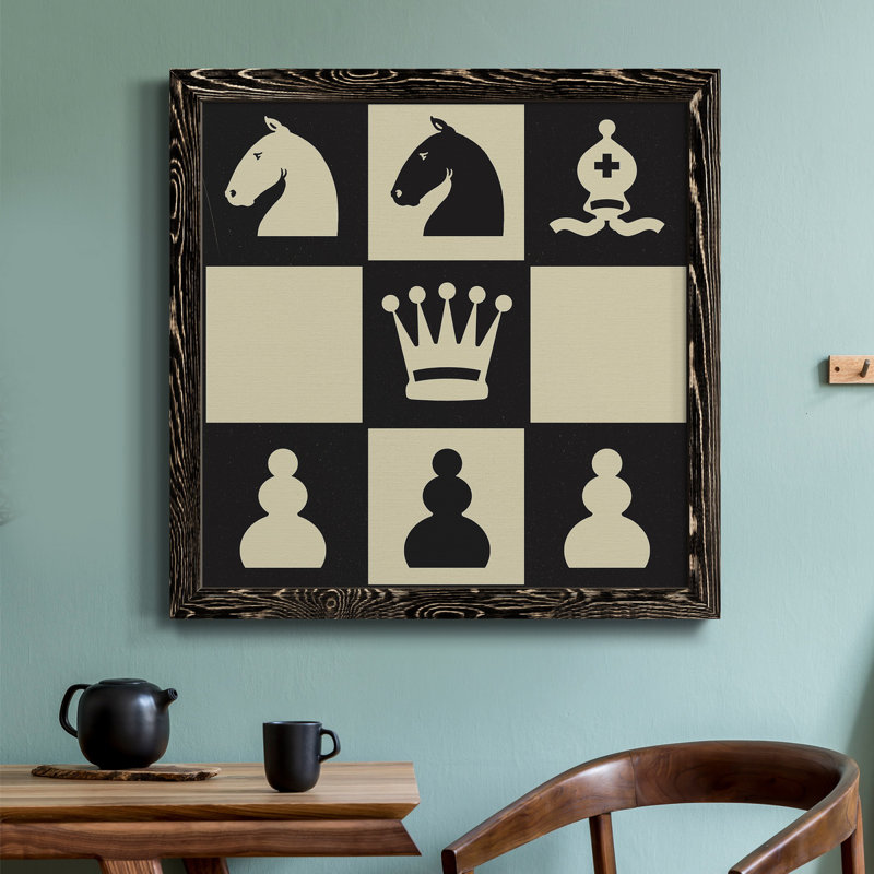Toile d'échecs IV - Toile encadrée de qualité supérieure - prête à être accrochée, H 27,5 po x l 27,5 po x P 1,5 po, Noir