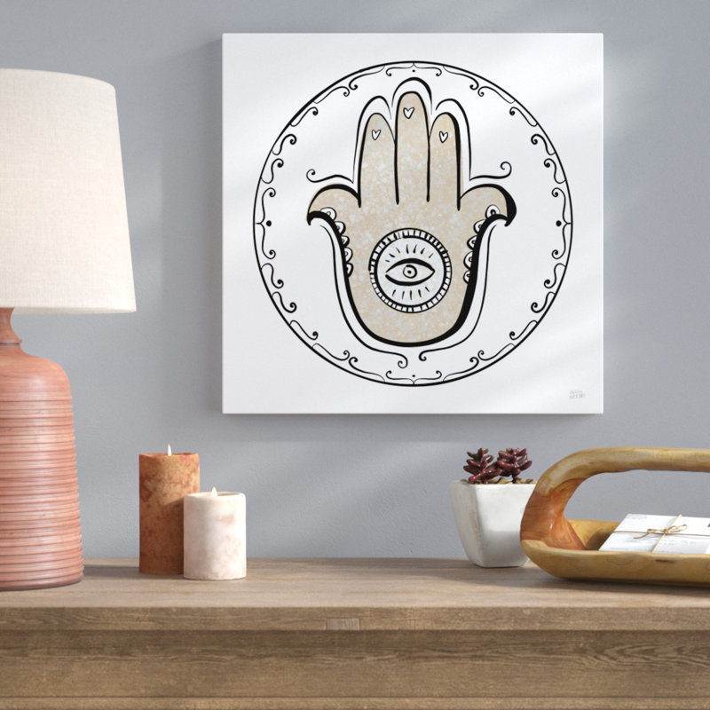 Graphic Hamsa by Melissa Averinos - 1 Piece Painting on Canvas, 51cm H x 51cm W x 3.8cm D