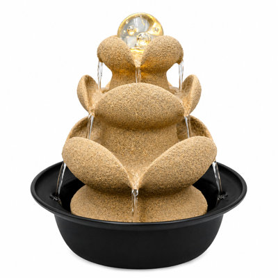 Zen Pebble Cascade Glowing Orb Water Fountain with LED Light - Indoor Tabletop Zen Fountain, 11 x 9 Inches