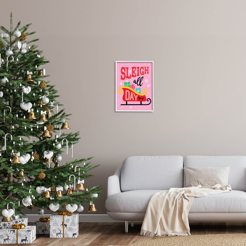 Traîneau toute la journée «Bold at-238», H 20 po x l 16 po x P 1,5 po, Giclée encadrée blanc bord de mer
