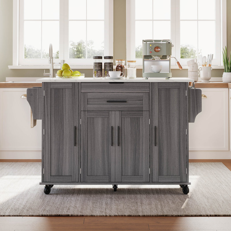 92 cm W Kitchen Island with Top, Grey