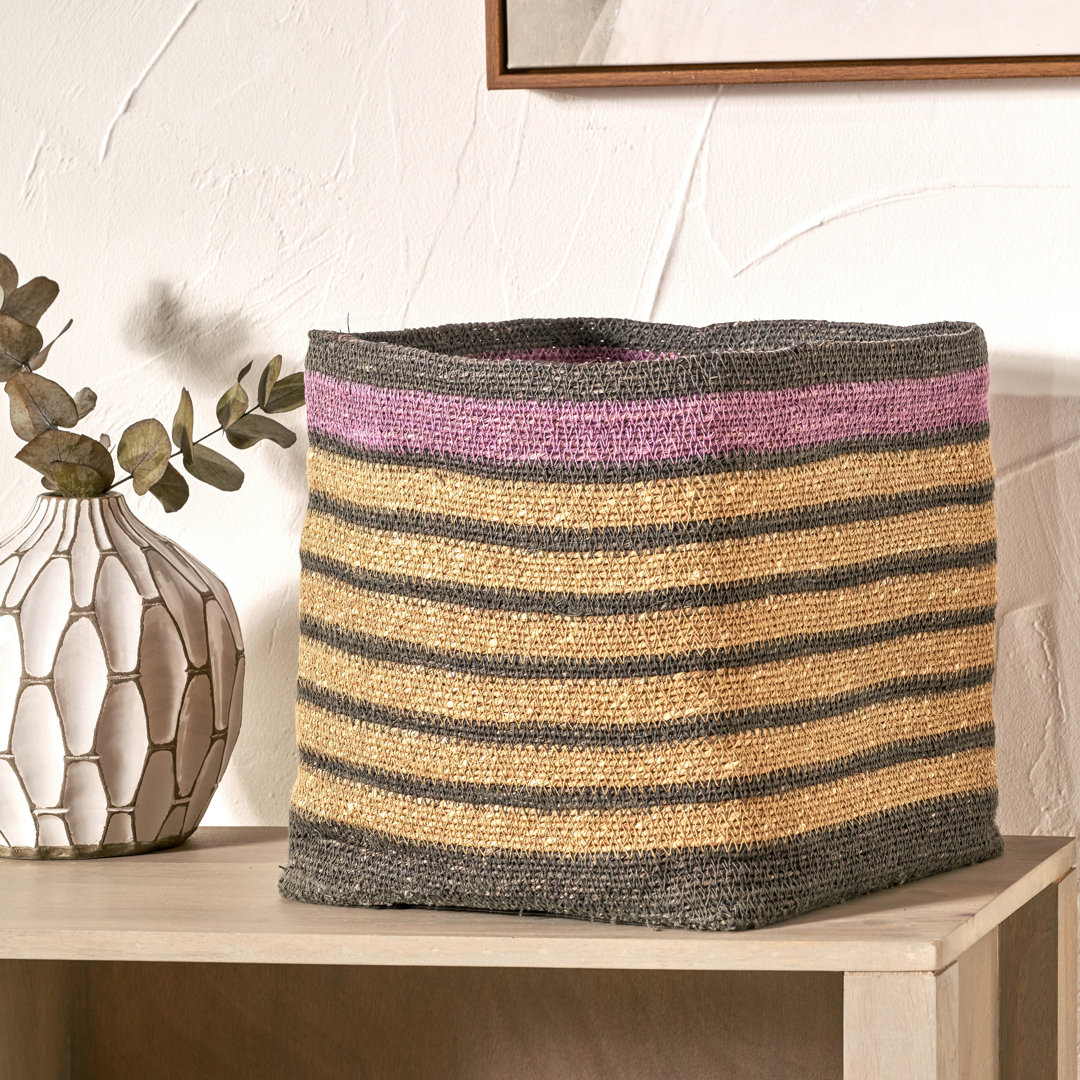 Seagrass Natural Stripe Square Basket