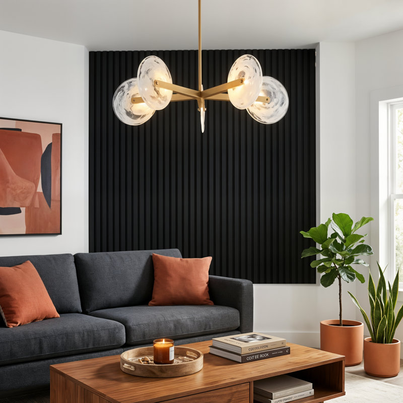 5 - Light Chandelier, Warm Brass