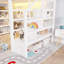 Lit mezzanine moderne en métal pour enfants LuminaLoft avec borne de recharge-134083585