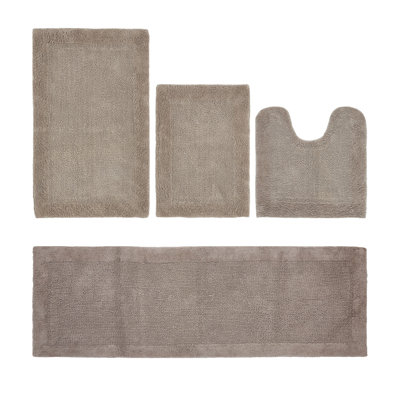 Edge 100% Cotton Tufted Premium 4 Piece Bath Rug Set Machine Washable Reversible Ultra Soft & Absorbent Bathroom Rugs