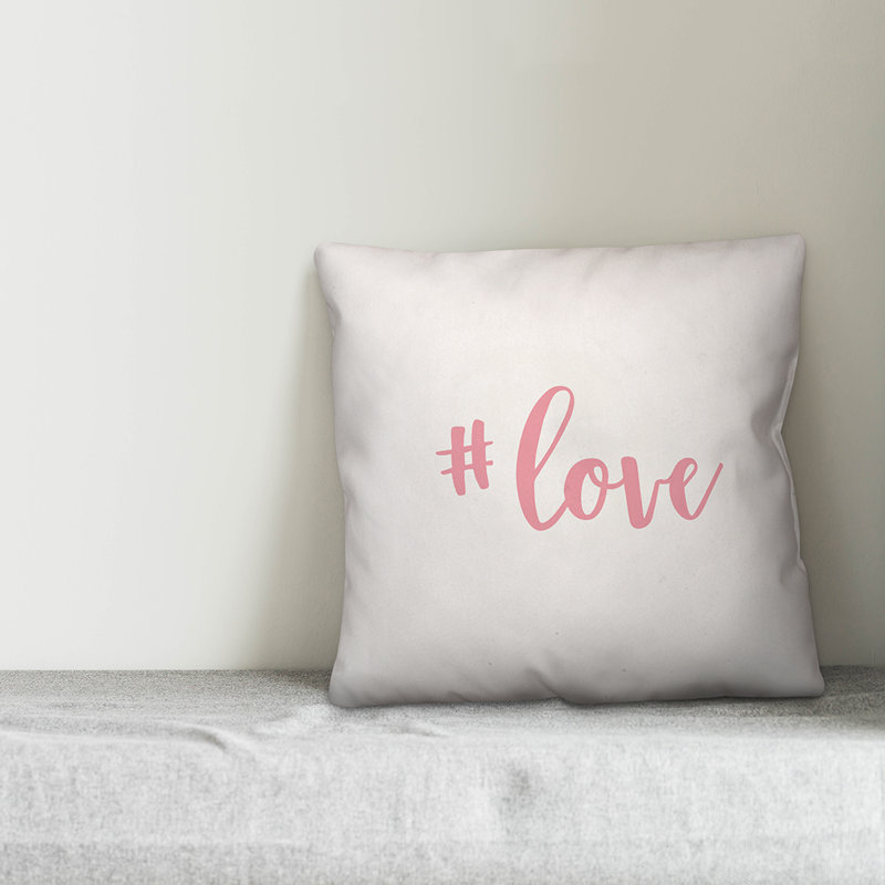  Coussin décoratif Hashtag Love, Blanc / rose, Coussin décoratif