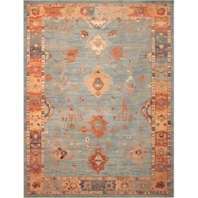 Bungalow Rose Adrith Marmaris Updated Traditional Pastel Blue Area Rug