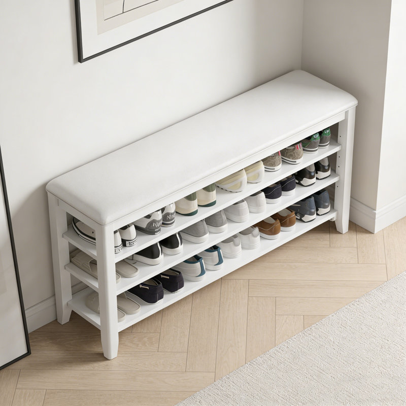 Banc d'entrée pour chaussures avec tablettes réglables, 20.6" H x 47.2" W x 11.8" D