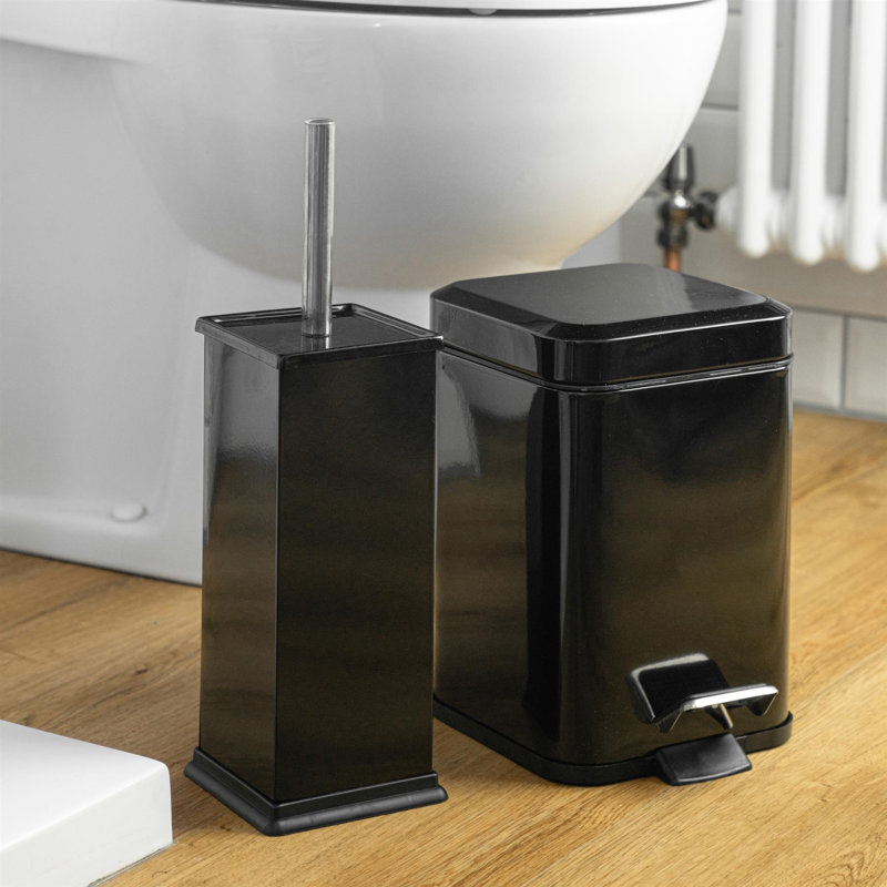Harbour Housewares 3L Square Bathroom Pedal Bin, Black