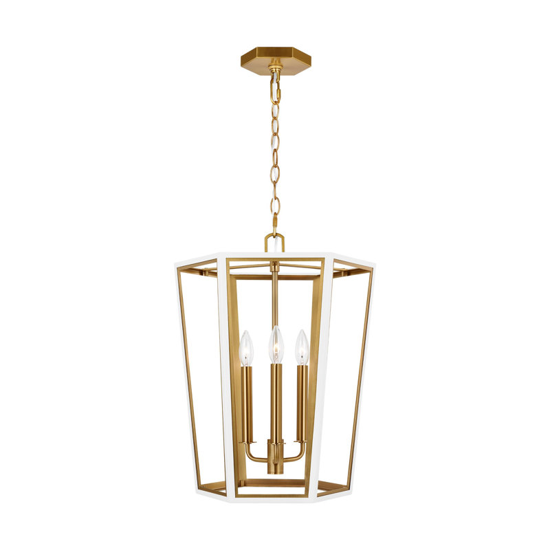 Curt 3 - Light Chandelier, Matte White/Burnished Brass
