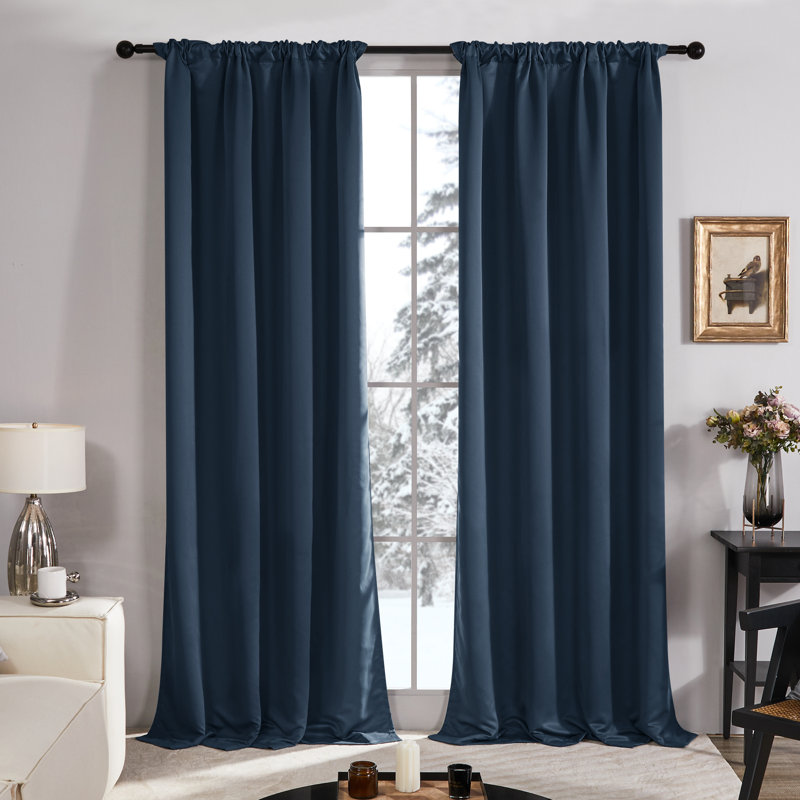 Andrijana Blackout Curtain Pair, 42" W x 84" L, Navy