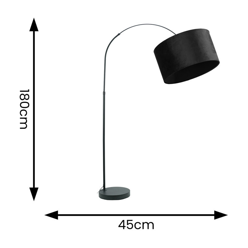 Rinnah 180cm Matte Traditional Floor Lamp, Black