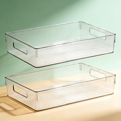 Clear Plastic Storage Bins For Kitchen Pantry Cabinet And Fridge Organization, Heavy-Duty Stackable BPA-Free Containers For Home Storage