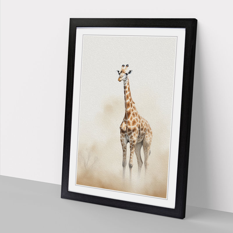 Giraffe Minimalism - Framed Print, Black Framed, 34cm H x 25cm W