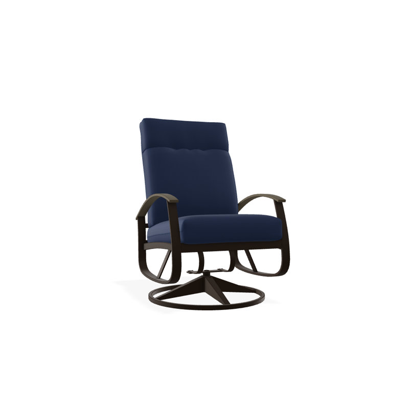 Chaise berçante pivotante réglable avec coussins Askar, Toile bleu marine Sunbrella®, Bois de plage P40, Kona texturé