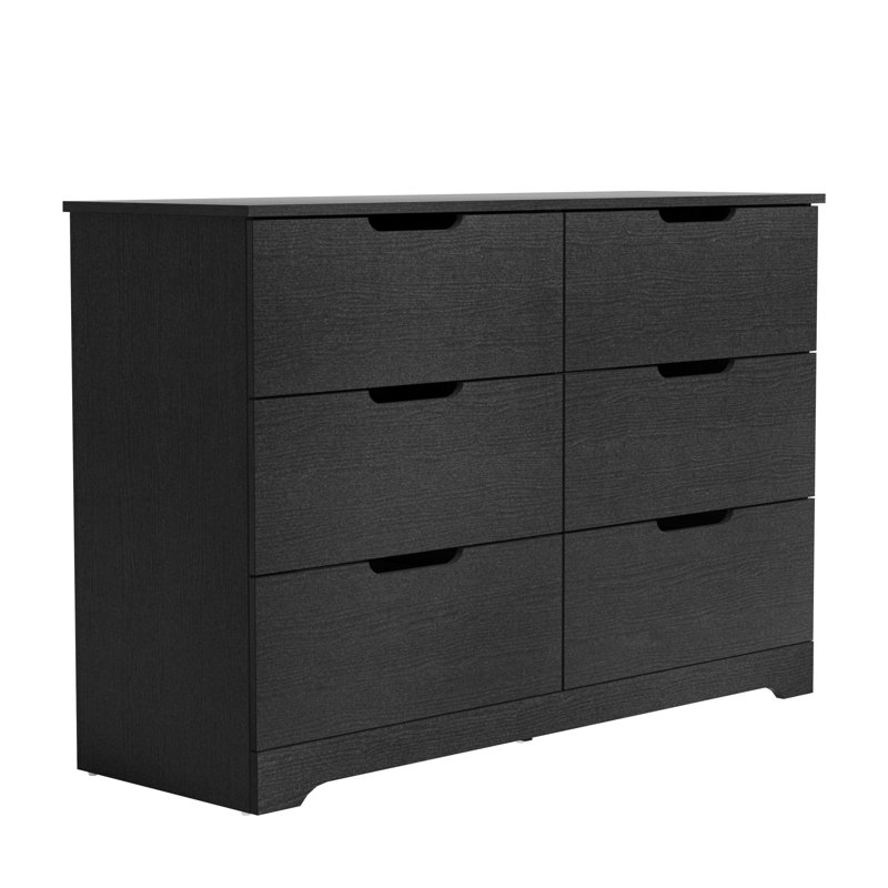 Aroob 6 Drawer Dresser 47.24'' W, Black Oak