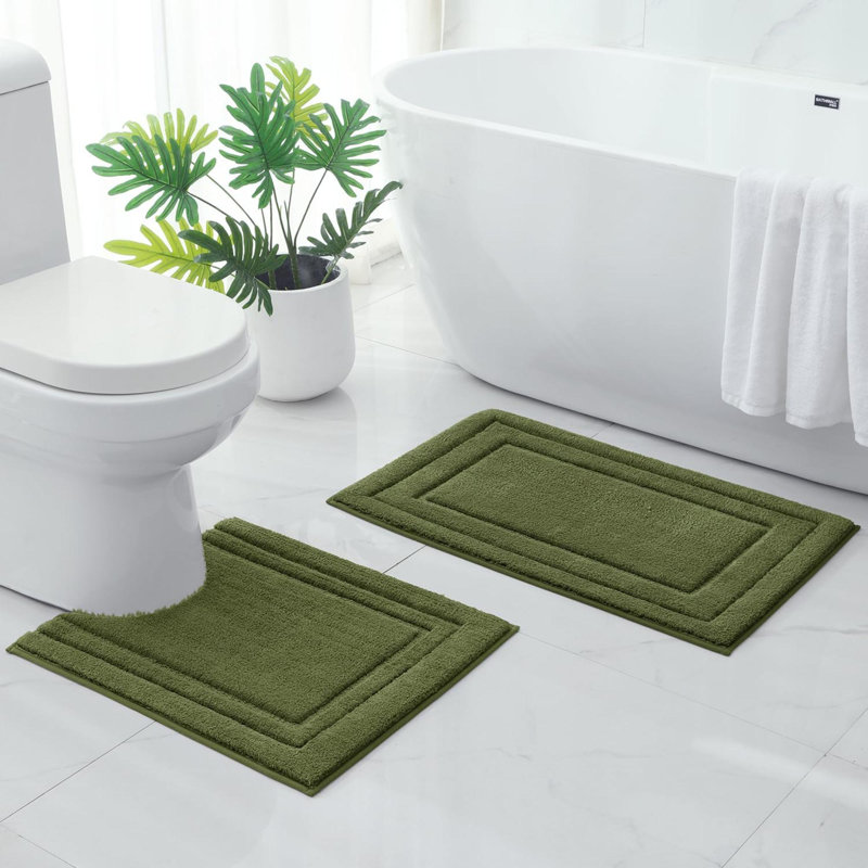 Ensemble de tapis de salle de bain 2 pièces en microfibre anti-dérapante en U ultra moelleux et absorbant (20 po x 32 po + U20 x 24 po)