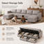 Canapé modulaire réversible en L 6 pièces avec siège de rangement 118,5 po en similicuir gris clair-1527795063