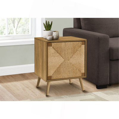 Table d'appoint, bout, rangement, petit, côté, salon, lampe, stratifié noyer clair, ruppie maritime, moderne