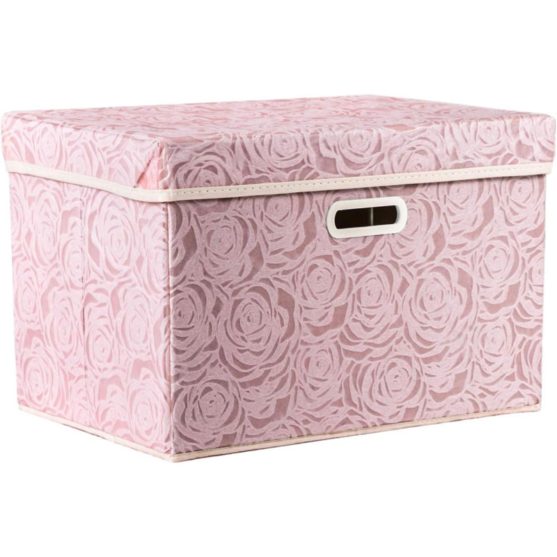 Bac de rangement pliable avec couvercle [1-Pack] Boîte de rangement décorative en tissu