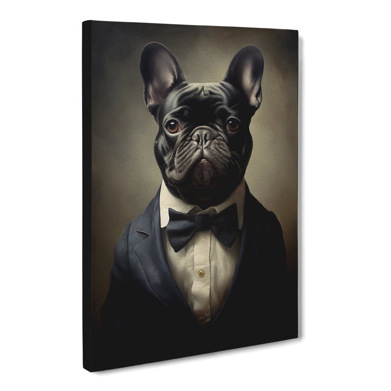 French Bulldog In A Suit Painting - No Frame Print, 76cm H x 50cm W x 3cm D