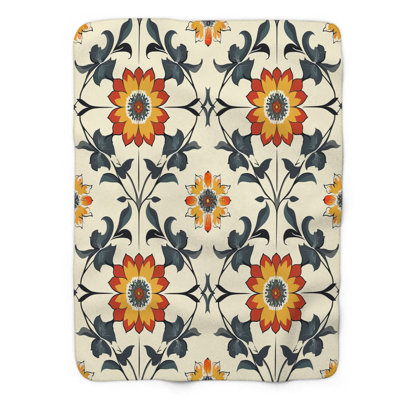 Motif de tuile historique - couverture sherpa de qualité supérieure 1 pièce