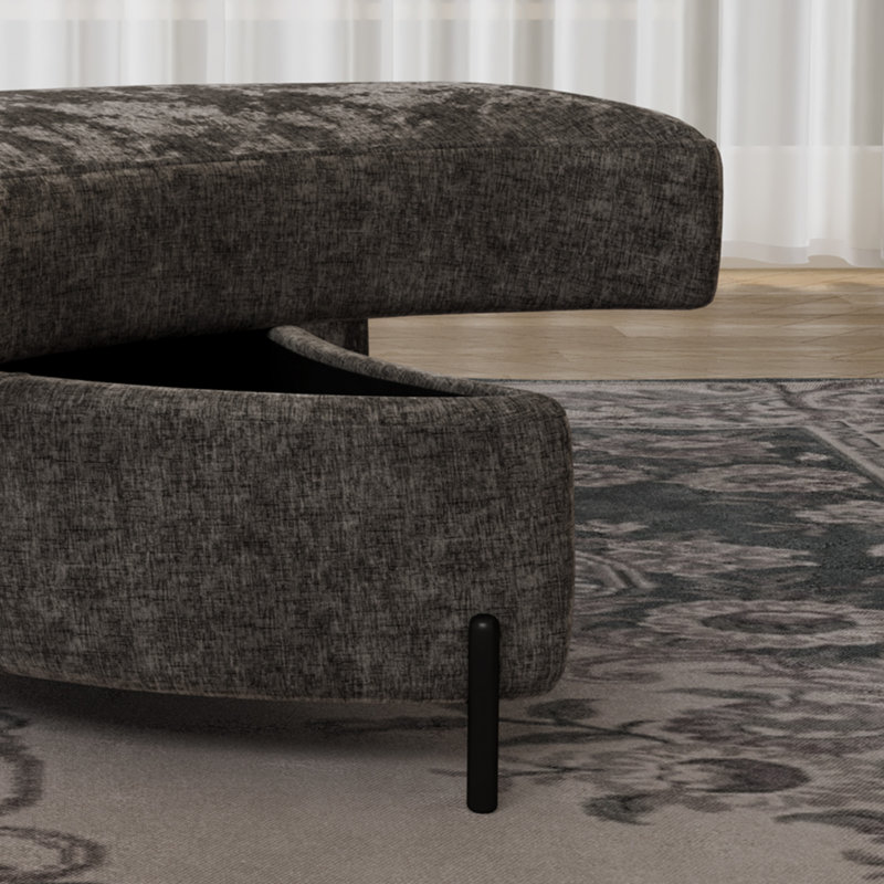 Modern Oversized Upholstered Swivel Barrel Chair With Storage Ottoman, Gray Chenille