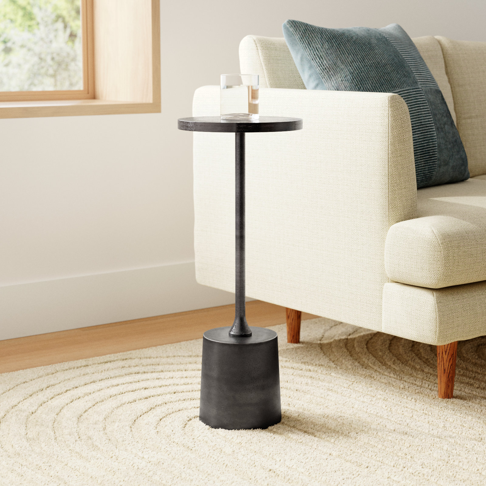 Element 10" End Table, Nickel Silver