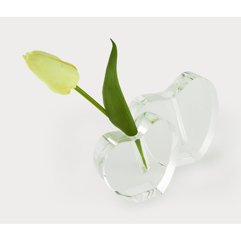 Crystal Glass Table Vase, 5" H x 5" W x 1.5" D, Clear