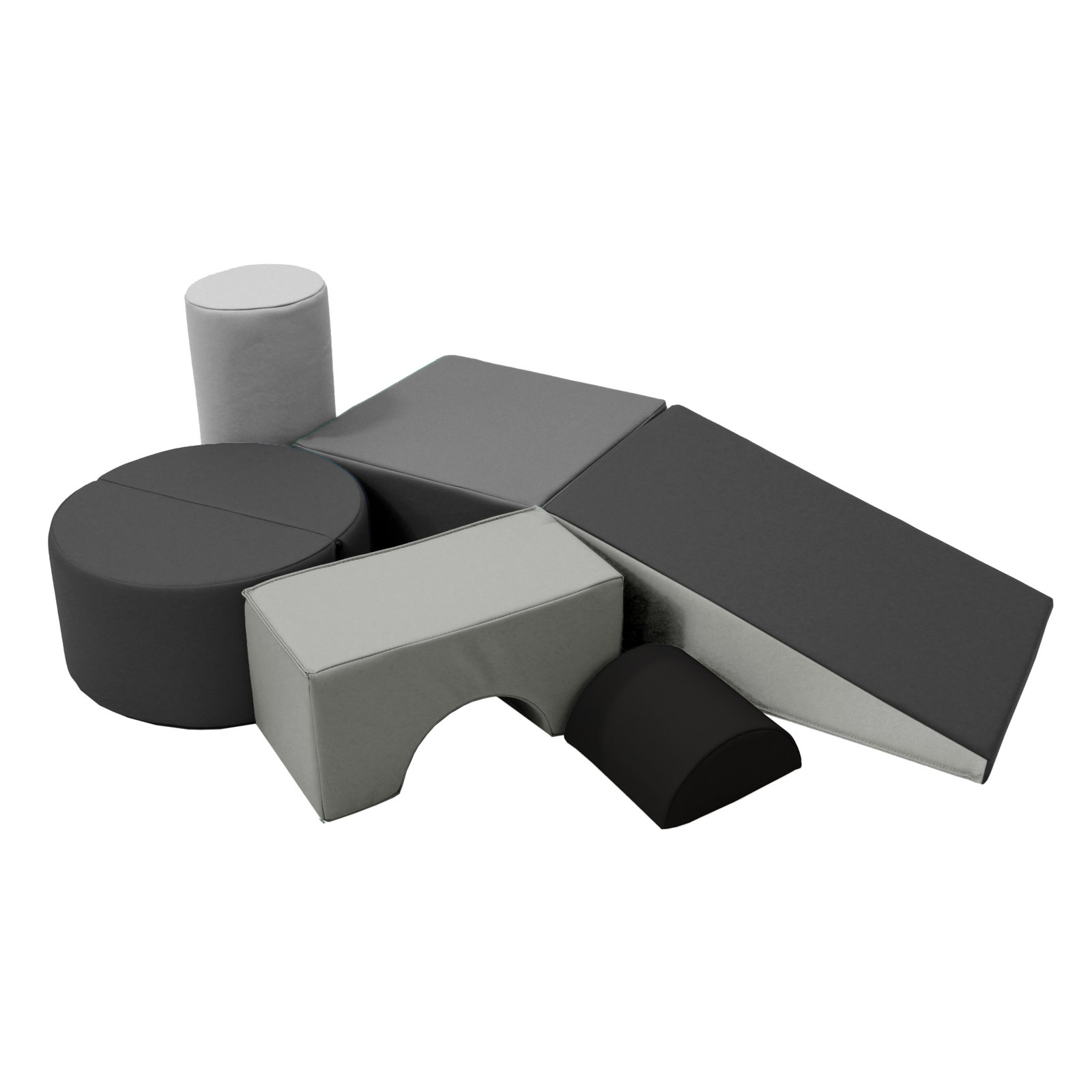 SoftScape Playtime and Climb, 6 Piece, Gray/Light Gray