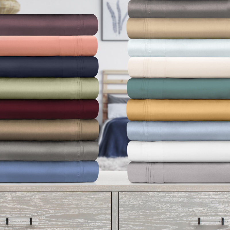  Ensemble de draps en coton 1000 fils Blue Nile Mills, Très grand, Bourgogne