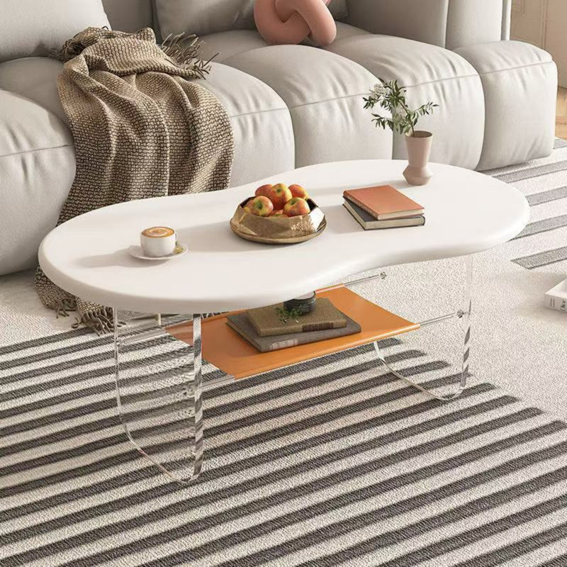 Table basse de luxe 39,4 pouces en forme de noix de cajou de luxe en forme de noix de cajou, table d'appoint de salon, fabriquée en matériau acrylique de 12 mm, haute capacité de charge