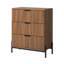 Commode 3 tiroirs Mid-Century avec façades en roseaux