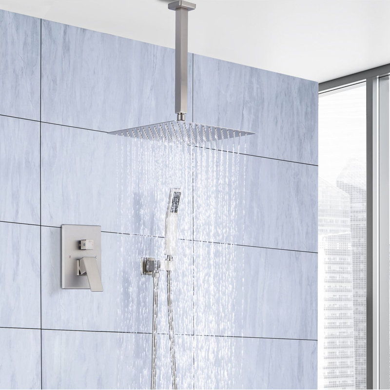 Système de douche complet avec valve brute, Nickel brossé
