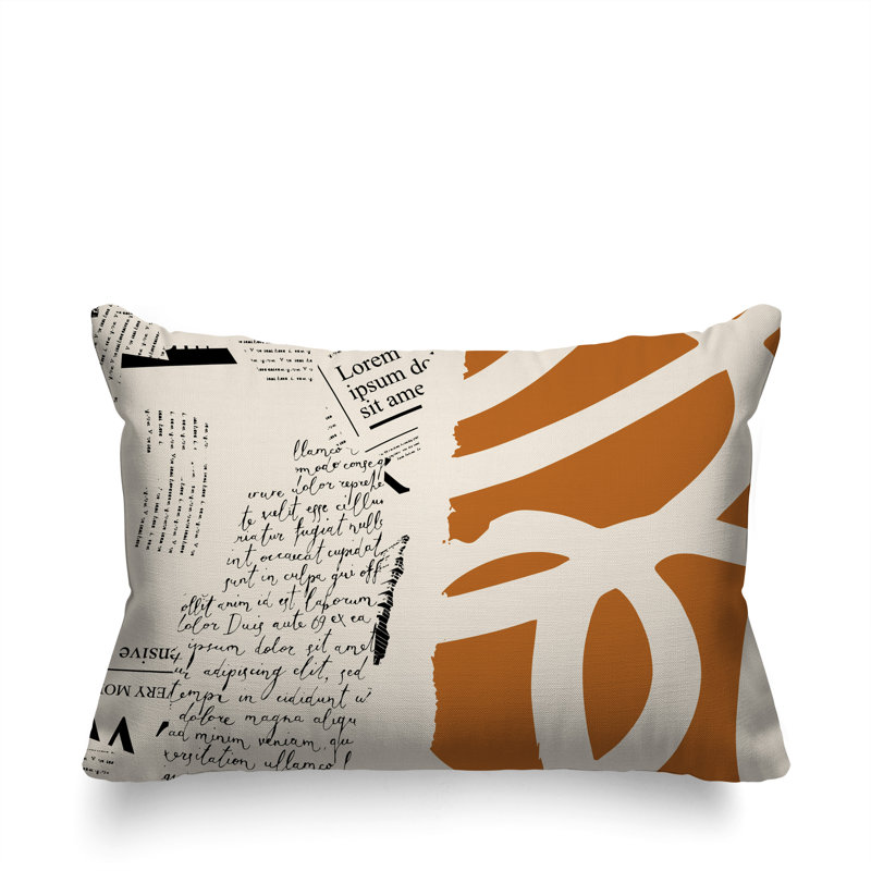 Oreiller rectangulaire réversible intérieur / extérieur Vaya, Orange brûlé / noir / blanc cassé, H 14 po x l 20 po