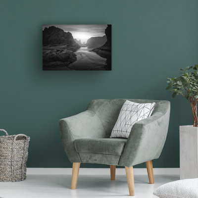 Wrapped Canvas Wall Art - Rick Berk 'Bandon Afterglow Monochrome' Wall Art for Living Room, Bedroom, or Office Décor - 30x47