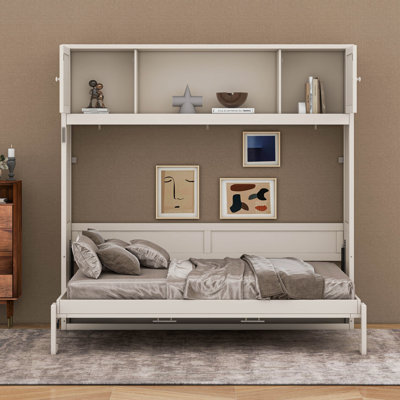 Lit escamotable double avec armoires de rangement