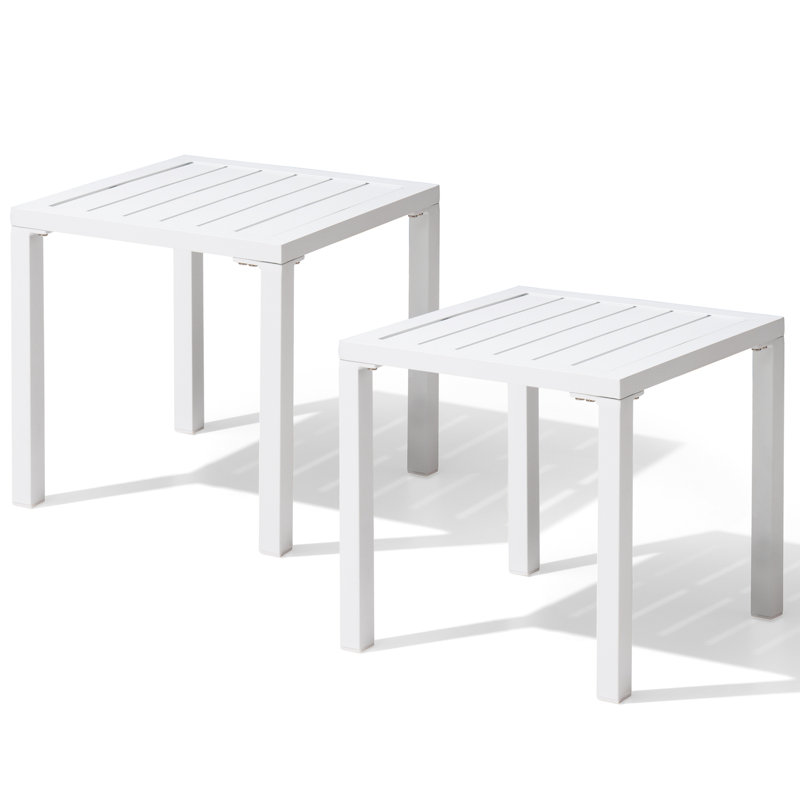 Aluminum Square Side/End Table, White