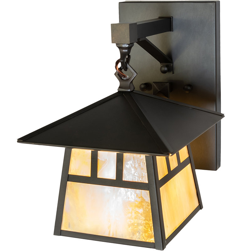 1 - Light Armed Sconce, 11" H x 8" W x 11" D, Beige, Craftsman Brown