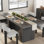 Table de salle à manger 70,8 "pour 6 8 10, table de salle à manger moderne avec rangement, table de cuisine en bois avec pieds cannelés, tables de salle à manger pour la cuisine