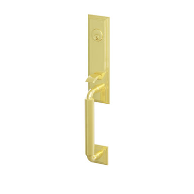 Emtek Manning Monolithic Mortise Entry Set, ANSI F20, UL Listed, 2-1/2" Backset w/Freestone Knob, Unlacquered Brass, (LH)