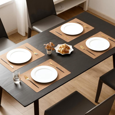 Ensemble de napperons en vinyle en similicuir 100% imperméable, résistant à l'huile, essuyable, napperons, napperons réversibles et résistants à la chaleur pour la cuisine