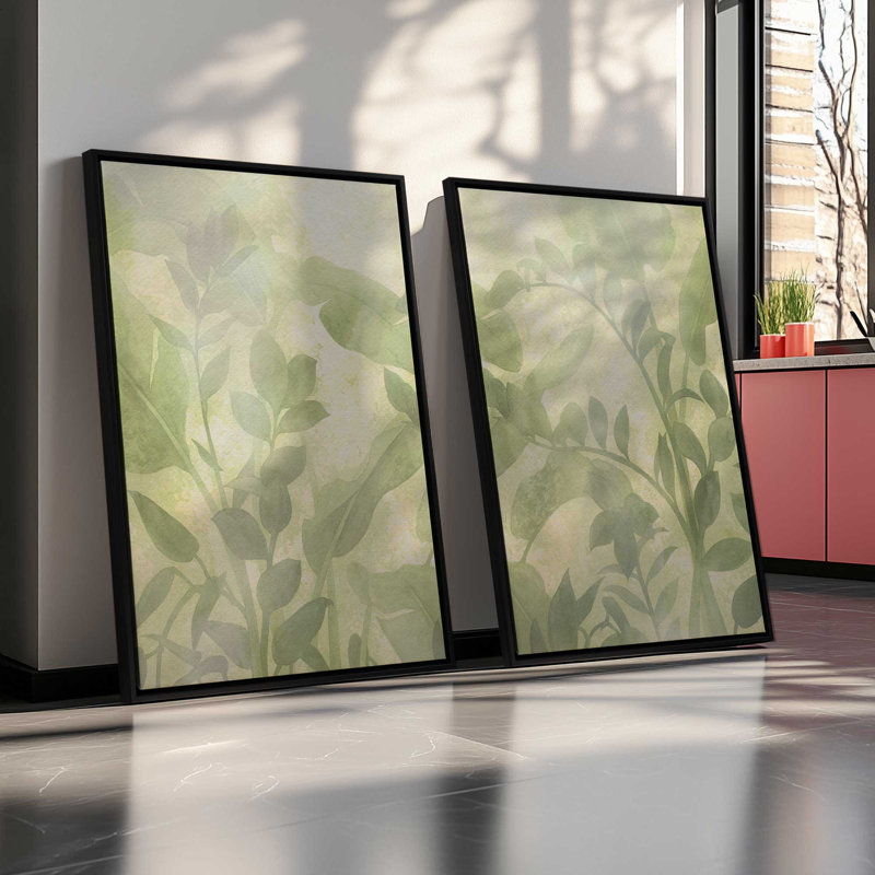 Ensemble de 2 impressions Chill Leaf, Toile avec cadre, Érable, 30 po x 20 po