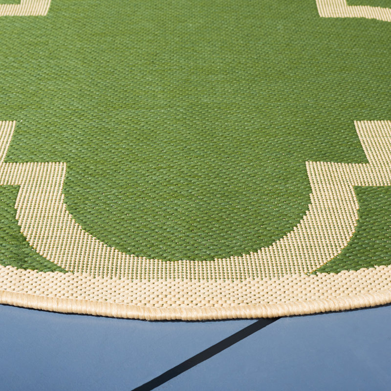 Tapis intérieur / extérieur vert Arneshia, Rond 6 pi 7 po