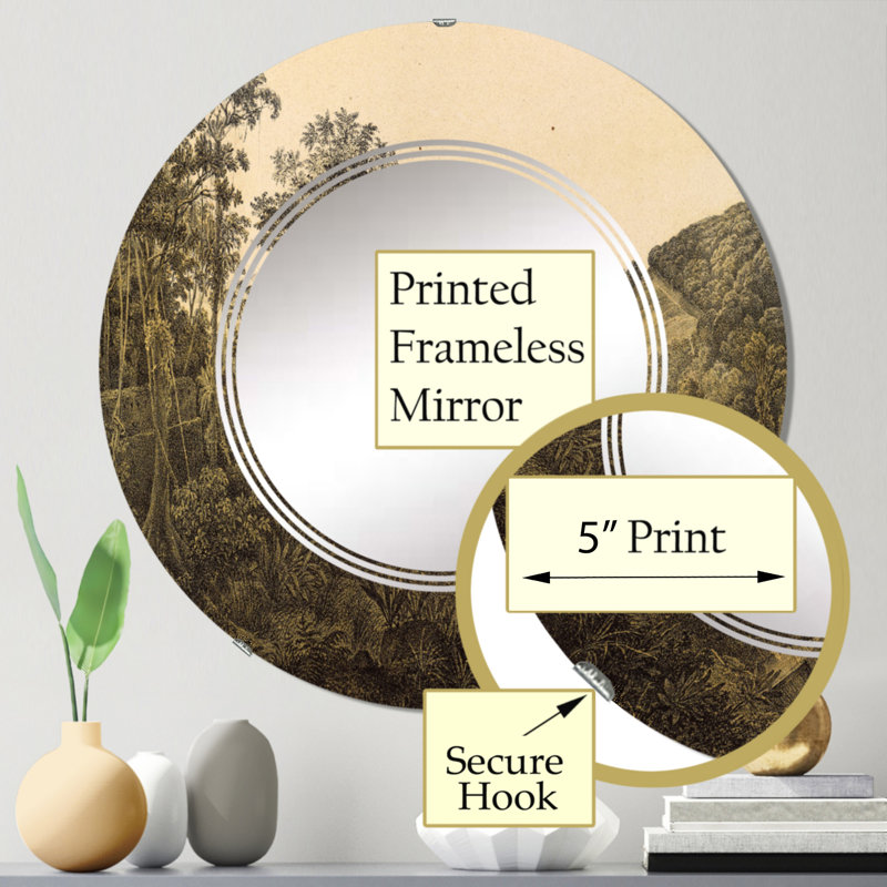 Nature de l'Amérique du Sud - Old Image VIII - Miroir mural rond traditionnel, 24 po x 24 po