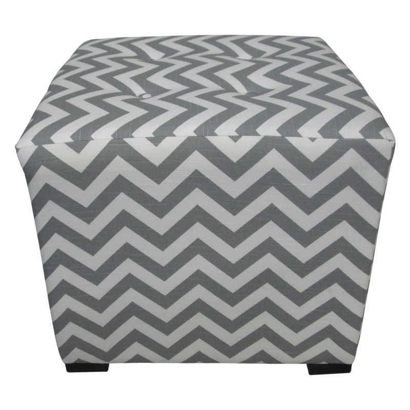 Upholstered Ottoman, Zig Zag Grey