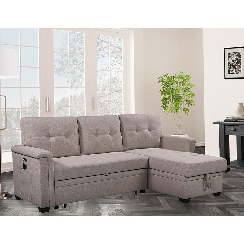 Canapé-lit modulaire réversible 84 po gris clair