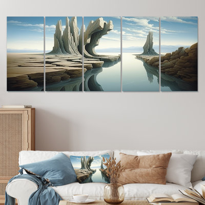 «River Into surreal fantasies Exploration IV», ensemble d'art mural surréalisme 5 pièces