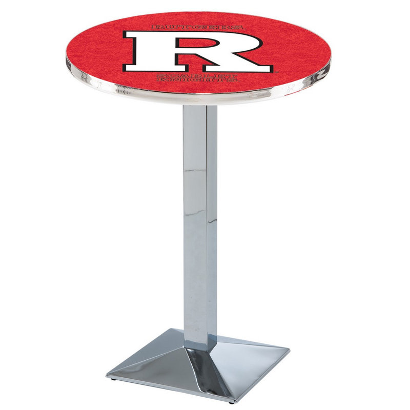 Round Metal Base Dining Table, Chrome, Rutgers
