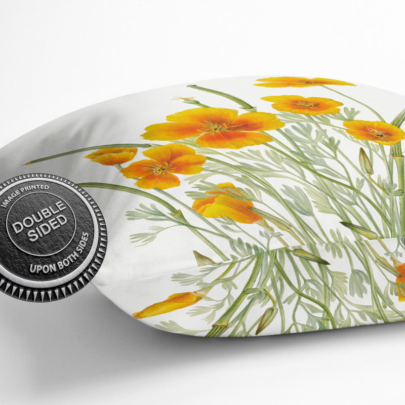 Mexican Poppy Square Throw Cushion, Dark Blue, 40cm H x 40cm W x 15cm D